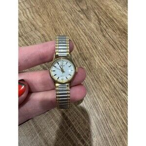 Timex Watch Stretch Band  CR 1216 Cell Two Tone Gold & Silver INDIGO